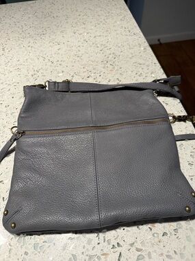 Lucky Brand Gray Pebbled Leather Crossbody Bag